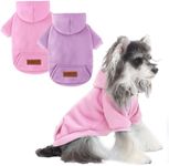 2 Pack Dog Hoodie Warm Hood Dog Sweater Cold Weather Small Dogs Sweatshirt Comfort Pet Clothes for Small Medium Dogs with Pockets (Pink+Purple, M (Back: 11.4",Chest: 16.9", 5.8-8.8 lbs))