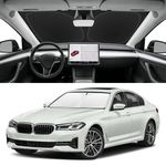Windshield Sun Shade Sunshade Custom Fit for 2018-2023 2024 BMW 5 Series Windshield Cover for 5-Series 525i, 520i 528i 530i 535d 535i 550i Window Shade Sun Visor Protector 240T Refleactive Blocks UV