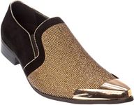 Mens Sparkling Gold-Black Dress-Shoes Size 13 Cristiano