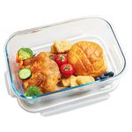 LIFESENCE 5400ml Extra-Large Glass Container with Lid Glass Food Box, 180OZ Rectangle Glass Casserole & Baking Dish withLocking Lid Serving Storing Food for Soups, Speaghetti and Meatballs