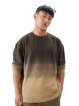 The Souled Store Irish Men and Boys Round Neck Brown Ombre Pattern Cotton Oversized Full Sleeve T-Shirts