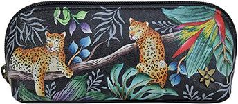 Anuschka Hand-Painted Women’s Genuine Leather Eyeglasses & Cosmetic Pouch - Jungle Queen