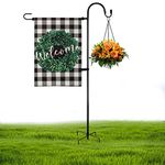 Garden Flag Holder Stand and Shepherds Hooks, 48 Inch Height with 1/2 Inch Thick Metal Garden Flag Pole-Outdoor Lawn Yard Flag Holder Stake for Small Flag 12x18, Solar Lights-Mini Flag Holder (1)