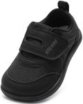 Toddler Wide Toe Box Shoes Boys Barefoot Shoe Boy Sneakers Kids Tennis Shoes Preschool Non Slip Lightweight Comfortable First Walking Running Outdoor Activities All Black Infant Size 4