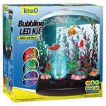 Tetra Bubbling LED Aquarium Kit 3 Gallons, Half-Moon Fish Tank With Color-Changing Light Disc