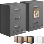 CASARIA® 2x Bedside Table with 3 Drawers | 54x39x28cm MDF Wood | Box Spring Bed Height | Bedroom Living Room Side Table | Nightstand Night Stand | Anthracite