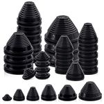 GLARKS G-2435 26Pcs 6 Sizes Rubber Grommets Assortment Kit, 25mm/30mm/35mm/40mm/50mm/60mm Drill Hole Black Tower Shaped Grommets Wire Protection Firewall Hole Plug for Wire, Plug, Plumbing