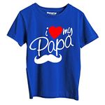 Hangout Hub Girl's Round Neck T-shirt I Love My Papa Printed (Blue;Girls 10-12Yrs) Pack of 1 Family Dad Daughter Combo Tees