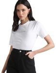 Calvin Klein Cotton White Solid Women T-Shirt (A3-J20J221065YAF) - Size L