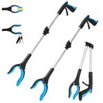 Updated ! 2-Pack 32" Latch Locked GrabRunner Reacher Grabber with Strong Magnetic Heavy Lifting 5LBS (New Blue)