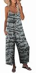 SNUGWIND Womens Casual Sleeveless Strap Loose Adjustable Jumpsuits Stretchy Long Pants Romper with Pockets, 04 Green Camouflage, Small