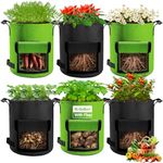 Xpatee 6 Pack Potato Grow Bags 15 Gallon with Flap, Grow Bags for Growing Potatoes, Duarable Fabric Garden Planter Pots with Harvest Window for Vegetable and Fruits, Black & Green