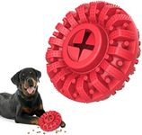 Lewondr Dog Toys for Aggressive Chewers, Natural Rubber Indestructible Dog Toys Treat Dispenser for Power Chewers, Sturdy Dog Toy for Small/Medium/Large Chewer, Fun to Chew, Chase and Fetch, Red