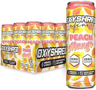 EHP Labs OxyShred Infinity Caffeine Free Energy Drink - Sugar Free Energy Drinks with L Theanine, Alpha-GPC & B-Vitamins for Clean Energy, Focus & Mood Support - Zero Calories, Zero Carbs, Peach Mango (12-Pack)