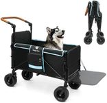 Snagle Paw Folding Dog Stroller for Large Dogs,All Terrain Pet Pushchair with Lockable Wheels&Adjustable Handle,Pet Stroller with Tailgate&Ramp,Breathable Buggy for Outdoor Walking,Gargen, Up to 90kg