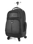 Arctic Hunter Trolley Backpack for Travel 40L Rolling Backpack 4 Wheel 15.6-inch Laptop Backpack Roller Cover Multi-Pockets Convertible Aluminum Rod Luggage Bag for Office Travel, Black