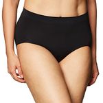 Bali Women's Seamless Panties, Smoothing Brief Underwear, Full-Coverage Stretch Microfiber Briefs, Black, M