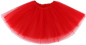 Simplicity Little Girl Dressup Fairy Costume Princess Tutus w/Elastic Waist, Red, 2-8 Years