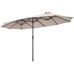 COSTWAY 4.6m Double-Sided Patio Parasol, Outdoor Extra Large Sun Umbrella with Hand-Crank System and Air Vents, Market Twin Sunshade Shelter Canopy for Garden Patio Beach Yard (Beige)