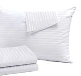 Niagara 12 Pack Queen Pillow Protectors with Zipper, Soft Quiet Cotton Sateen, Effective Dust Protection, Stay in Place Pillow Covers, Ideal for Home, Guests, Rentals (20x30 Inches)