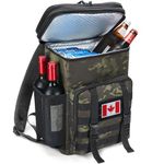 Expandable Backpack Cooler, Double Deck LeakPoof Insulated Soft Coolers Backpack, Waterproof Heavy Ice Chest Backpack for Men Adults Camping Daytrip Beach Travel, Camo Black