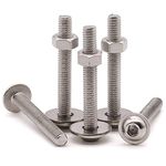 RoyceMart (50 Sets) M4-0.7 x 40mm Flanged Washer Button Head Socket Cap Screws with M4-0.7 Hex Nuts and Extra-Large Flat Washer, Stainless Steel 304 (18-8)