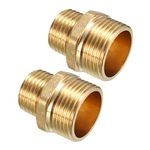 sourcing map Brass Pipe Fitting Reducing Hex Bushing 3/4 BSP Male x 1/2 BSP Male Adapter 2pcs