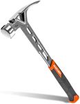 VANQUISH 17 oz Framing Hammer, One Piece Forged Straight Claw Hammer with Smooth Face & Shock Reduction Grip, Claw Hammer with Magnetic Nail Holder, Side Nail Puller, 0628