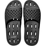 Ranberone Shower Slippers for Women Men Quick-Drying Shower Shoes Anti-Slip Bathroom Slippers Swimming Pool Beach Sliders Summer Sandals Black 7.5 UK