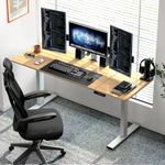SogesHome Height Adjustable Electric Standing Desk 63 x 24 Inches Ergonomic Sit Stand Up Desk with Memory Preset Controller，2 Type-C Ports Large Computer Desk Home Office Desk (Teak)