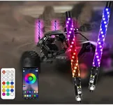 S7 2-pcs Whip Lights, LED Whip Light with App & Remote Control, Spiral RGB Chasing Lighted Antenna Whips,Whip Light for UTV ATV RZR SXS Can-Am Dune Buggy Offroad Truck (1ft)