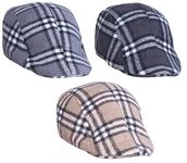 Zacharias Men's Plain/Solid Woolen Golf Cap Combo i-012 (Multicolor_Free Size) (Pack of 3)