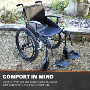 MobiQuip All Terrain Adult Wheelchair – Lightweight Aluminium, 18" Seat, Easy-Fold, Silver