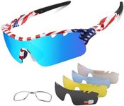 Polarized Sports Sunglasses Cycling Sun Glasses for Men Women with 5 Interchangeable Lenes for Running Baseball Golf Driving