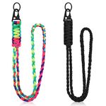 Ouligay 2Pcs Heavy Duty Lanyard Paracord Lanyard Braided 550 Keychain Lanyard Key Lanyard Rope Neck Strap Lanyard Whistle Lanyards for Keys ID Card Badge Holder Camera Phone Outdoor Activities