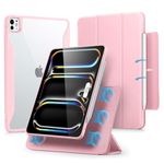 ESR for iPad Pro 13 Case M4 (2024), iPad Pro 13 Inch Case with Pencil Holder, Removable Magnetic Cover, Vertical Stand, Fully Supports Pencil Pro/USB-C, Rebound 360 Series, Pink