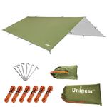 Unigear Hammock Rain Fly Waterproof Tent Tarp, UV Protection and PU 3000mm Waterproof, Lightweight for Camping, Backpacking and Outdoor Adventure (Green, 300x300cm)