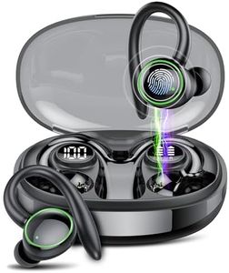 Wireless Earbuds, Bluetooth 5.4 Headphones Sport, Over Ear Buds With ENC Noise Cancelling Mic, 48H, Wireless Earphone With Earhooks, Stereo Deep Bass, IP7 Waterproof Headset for Workout Running, Black