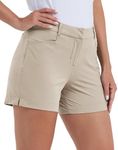 Willit Women's 4.5" Golf Shorts Hiking Athletic Shorts with Pockets Quick Dry Water Resistant Khaki Size 12