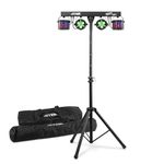 MAX Partybar12 LED DJ Light Bar with Stand, Bag and Remote Control, Derby, Par & Strobe Disco Party Effect DMX Stage Lighting System