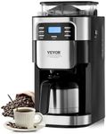 VEVOR Coffee Maker with Grinder, 8 Cup Coffee Machine, Grind and Brew Coffee Maker with 3 Brew Strength Control, 24-Hour Timer for Auto Brew, for Home Office Restaurant