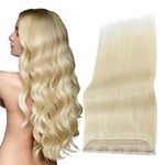 8-24 Inch Clip in Hair Extensions One Piece 100% Remy Human Hair 3/4 Full Head Straight Long (14 inch/45g, #60 Platinum Blonde)