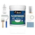 DWIL Tub and Tile Refinishing Kit - Odorless DIY Sink Bathtub Countertop Repair White Coating, Easy Cover Application, Refacing Bathroom Kitchen, Bathtub kit with tools, Semi-Gloss White