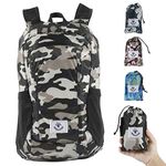 4Monster Water Resistant Foldable Backpack, Packable Hiking Daypack, Ultralight Travel Backpack, Suitable for Outdoor Sports, Camping, Backpacking, Shopping Camouflage brown-24L