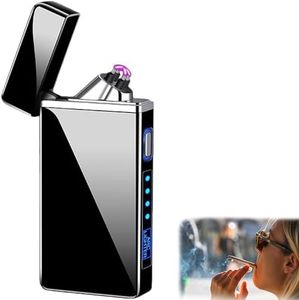 MULZI Lighter, Electric Lighter USB Rechargeable Lighter, Windproof Arc Lighter with LED Power Display Gifts for Men for Candles, Incense, Outdoor Camping (Matt Black)
