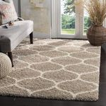 ASAD EMPORIUM RUGS Hand-Made Export Quality Shaggy Fur Micro-Fiber Plain with 2 Inch Pile Height 274 x 365 cm 9 x 12 feet Beige Ivory