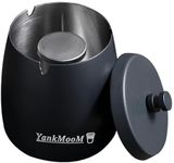 YankMooM Ashtrays with Lid,Black Stainless Steel Ash Trays Windproof Metal Ashtray for Indoor or Outdoor Use Garden Office Household