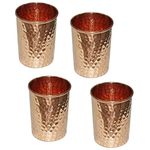 Pure Copper Hammered Tumbler for Healing Ayurvedic Product Tableware Accessories, Set of 4, Height 9.5 Cm