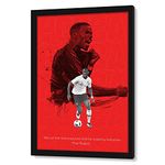 Ritwika's Digital Painting of Paul Pogba Sports Poster with Black Frame - Original Vector Artwork in Red Color - Size 9.5 x 13.5 Inch - Set of 1