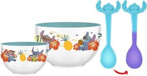 Silver Buffalo Disney Lilo and Stitch Tropical Ceramic Bowl with Color Changing Spoon Featuring Stitch, 28 Ounces